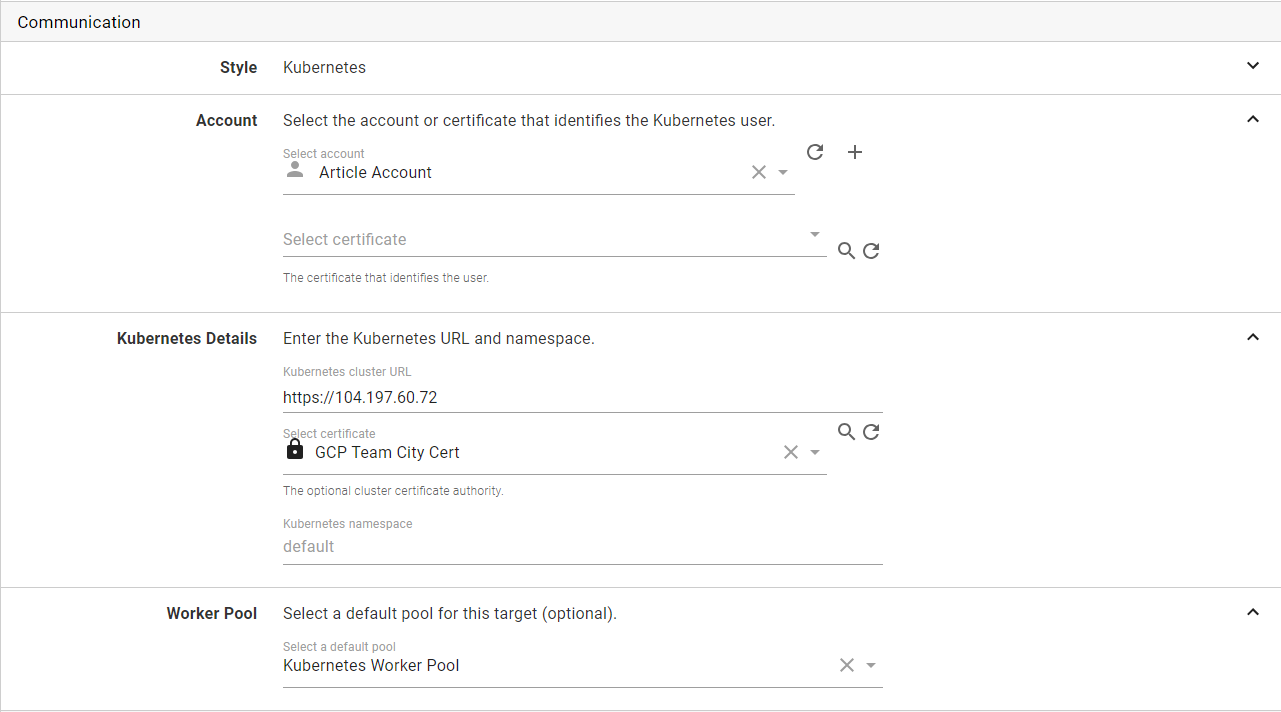 Octopus deploy add k8s options