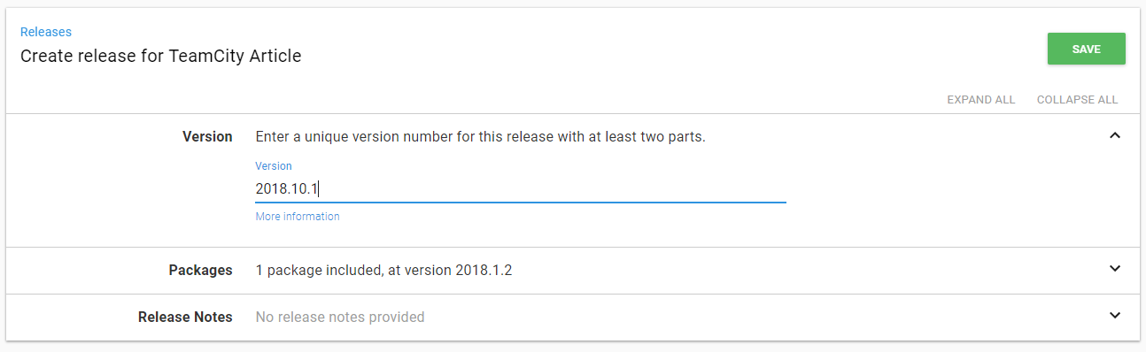 Octopus deploy create release