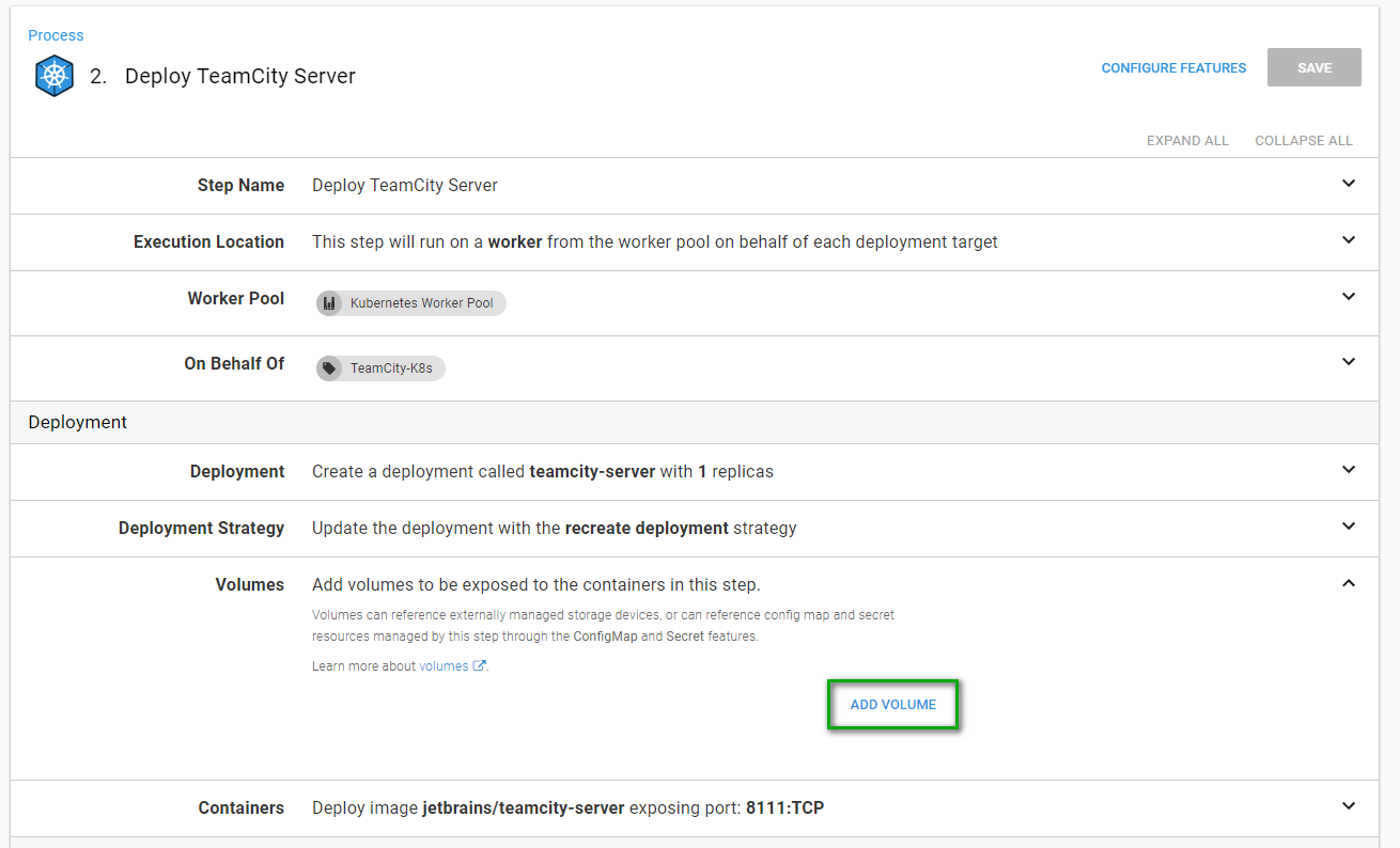 Octopus deploy overview add volume