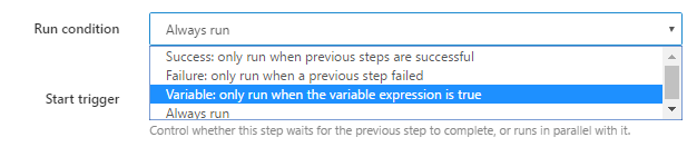 New Variable based Run Condition option