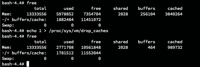 Cache size before and after clearing