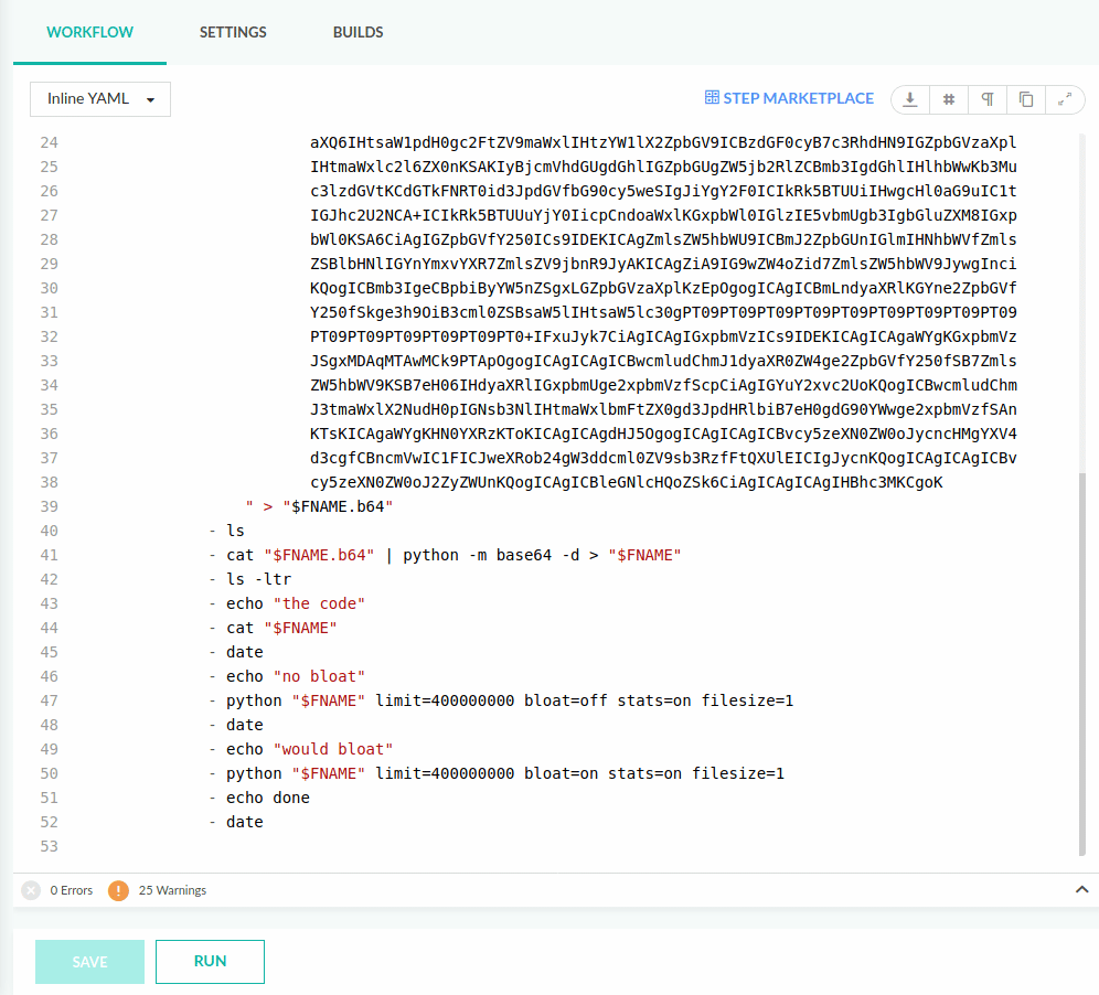 Codefresh paste YAML into pipeline