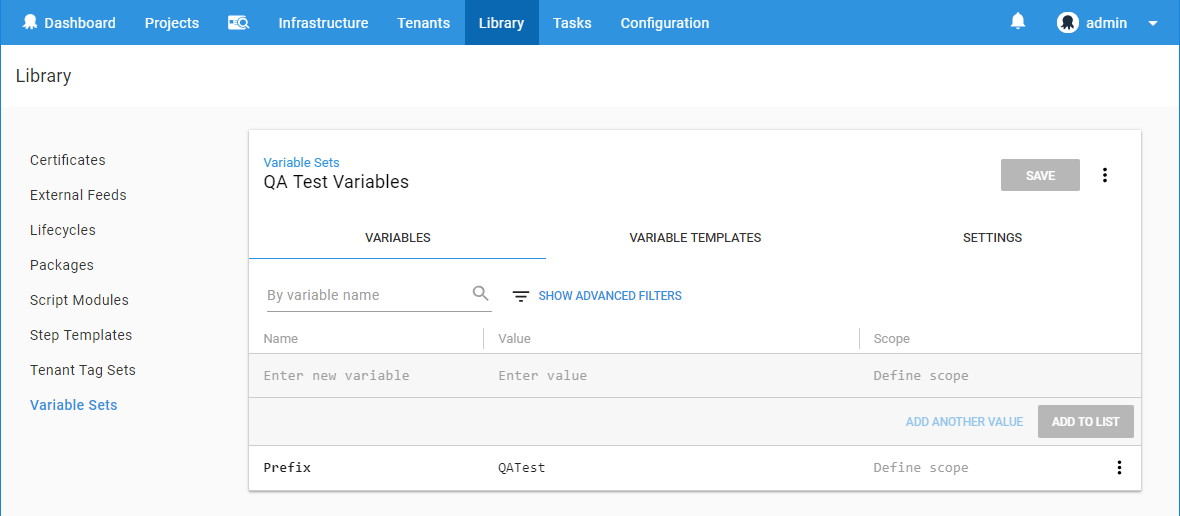 Variable Set