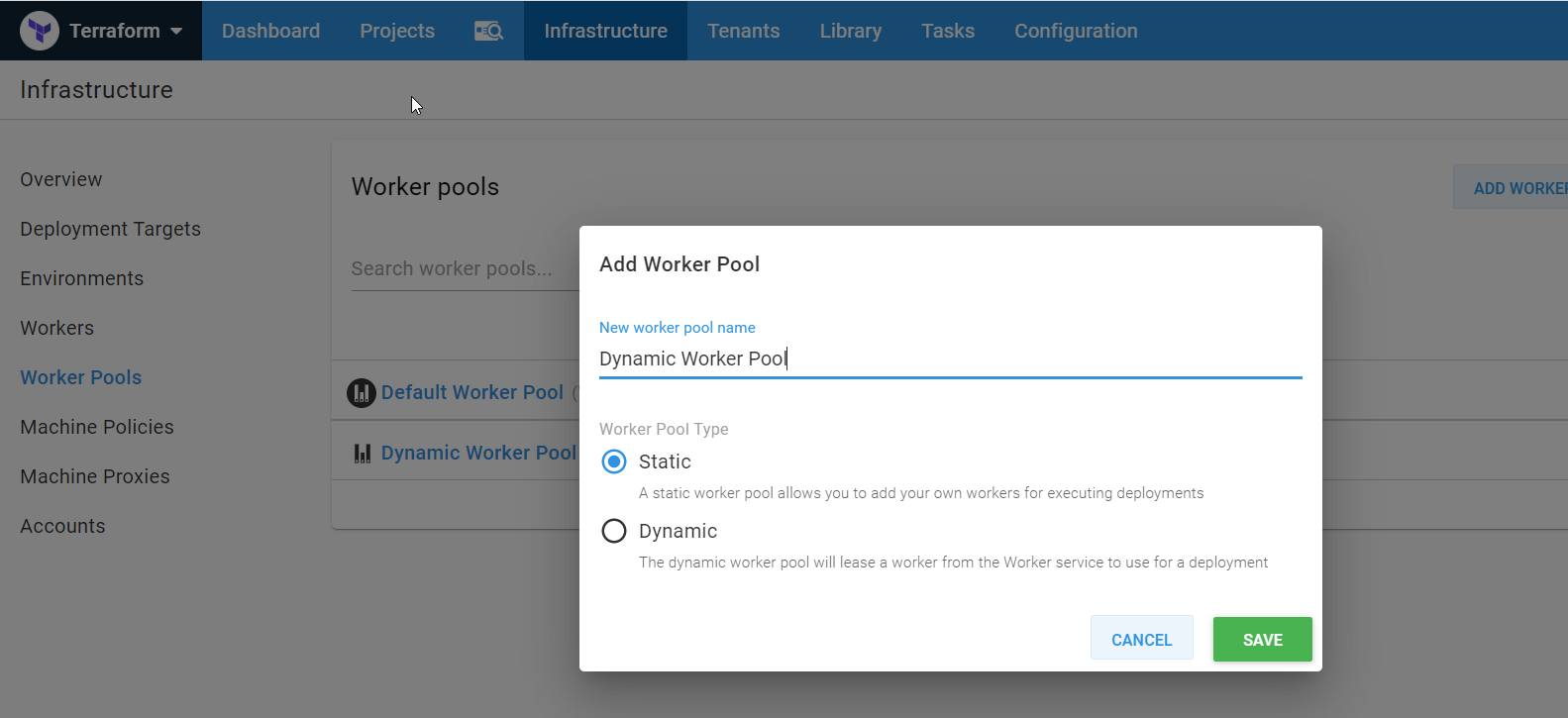 Octopus infrastructure workerpool name