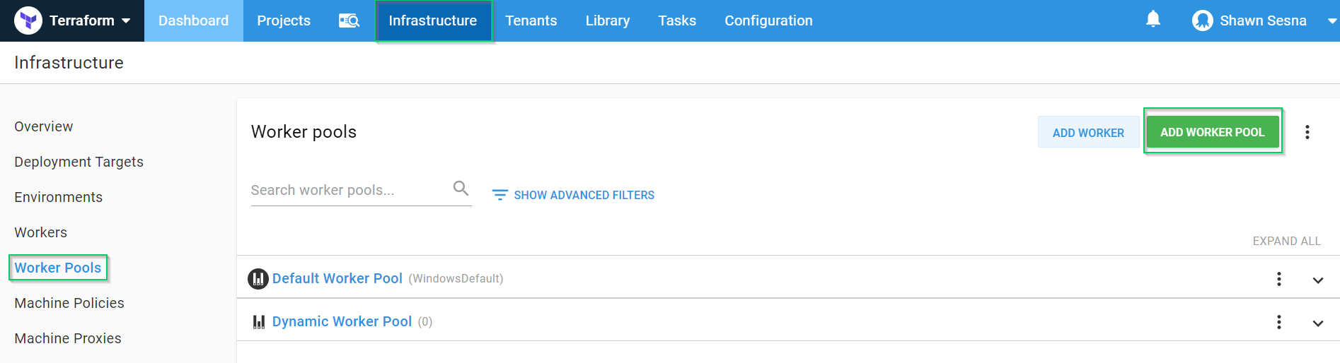 Octopus infrastructure workerpool