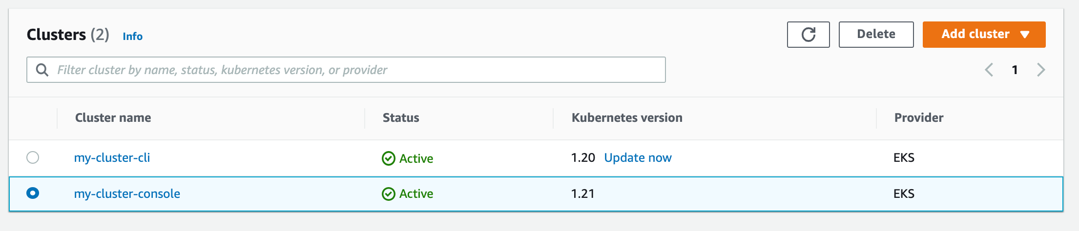 Delete cluster