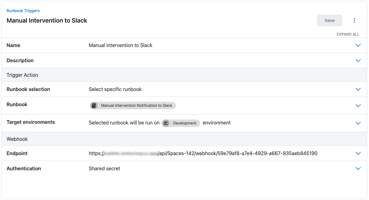 Webhook trigger configuration