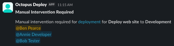Custom generated Slack message