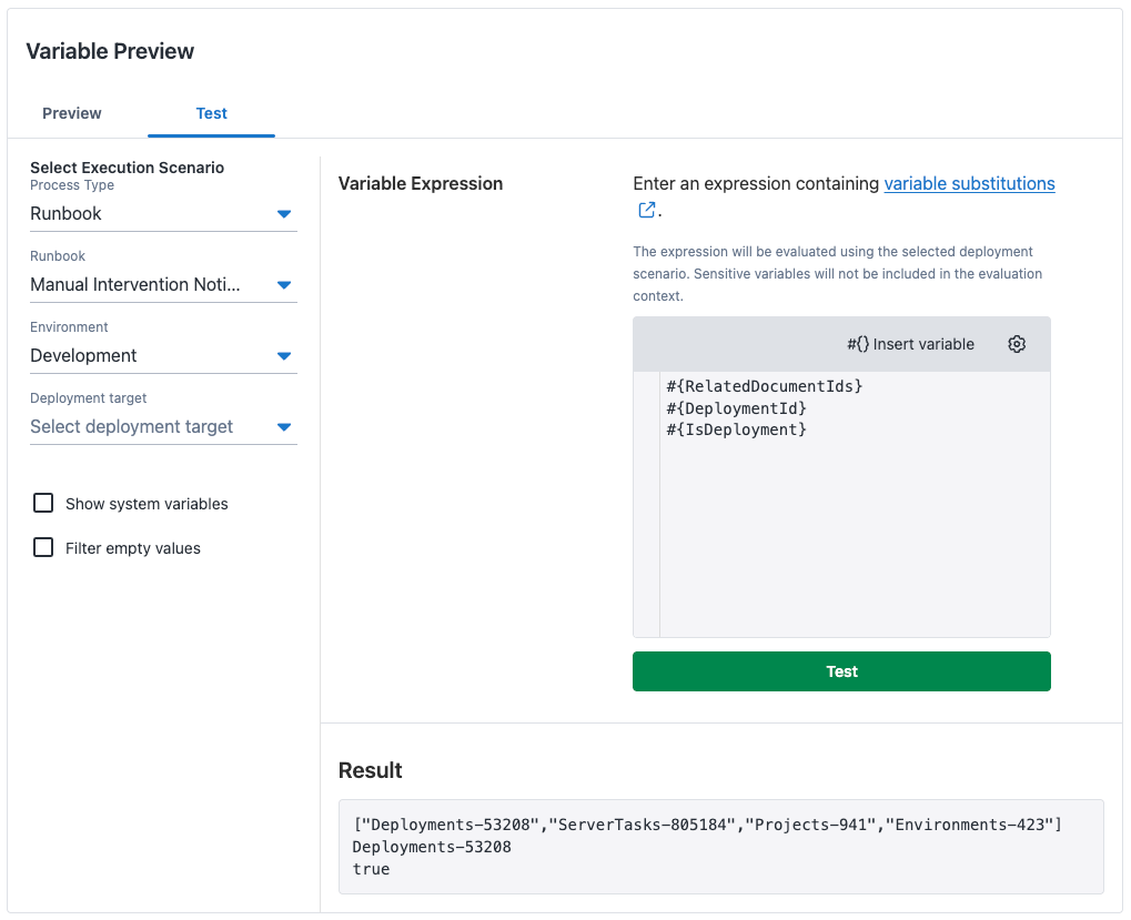 Variable preview