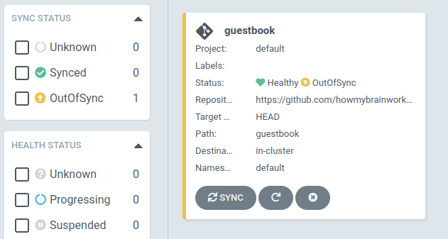 Resync via UI - out of sync status