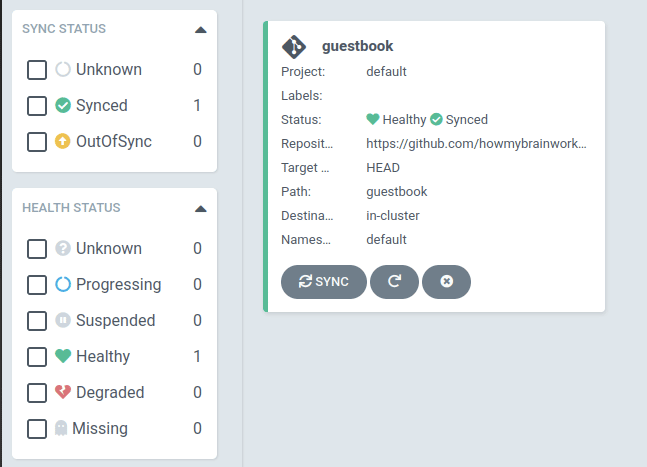 UI - app in healthy green status