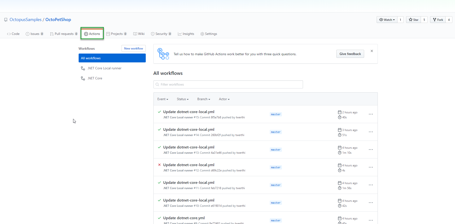 Github actions build