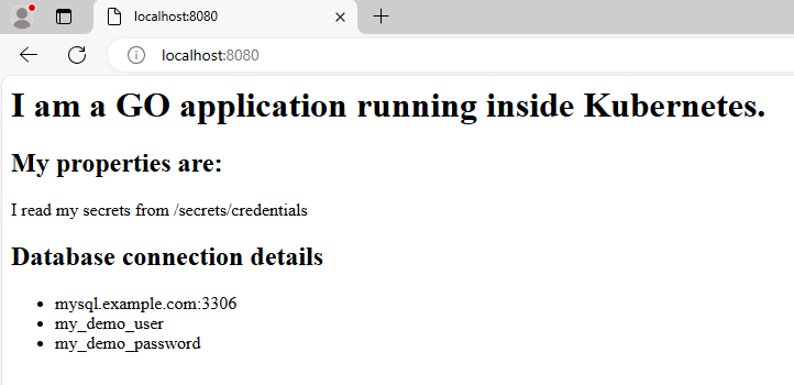 Demo application showing loaded secrets