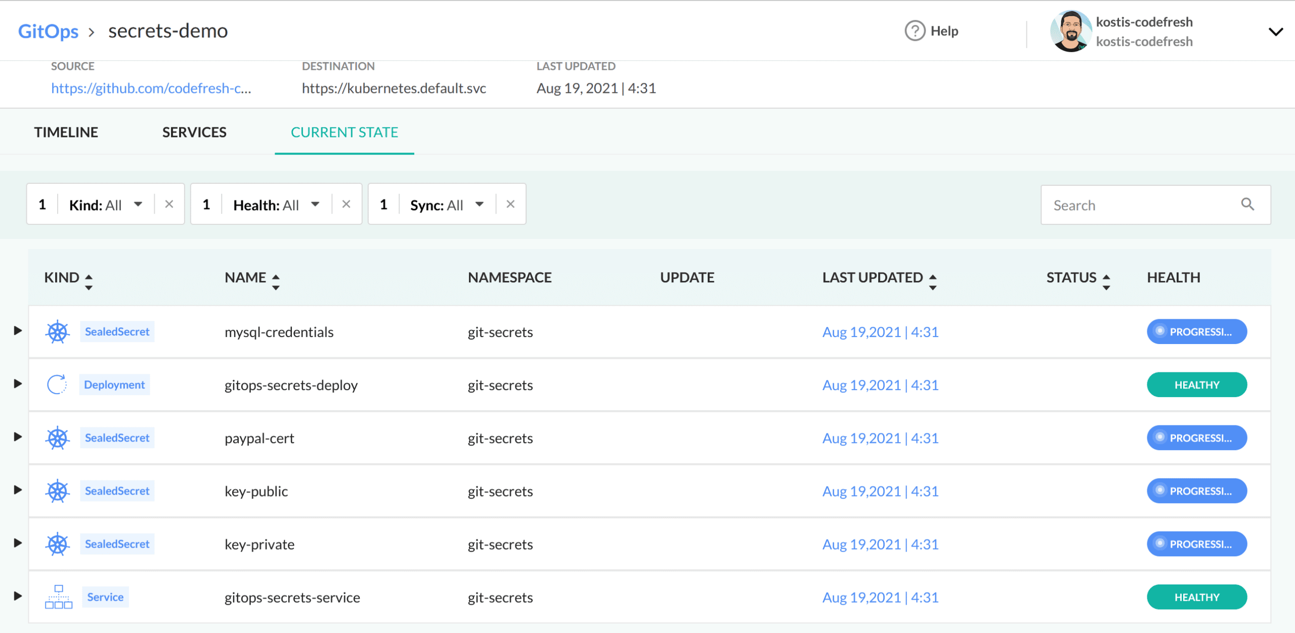GitOps dashboard
