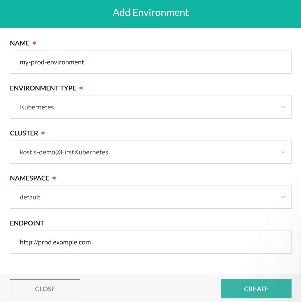 Creating an environment entry