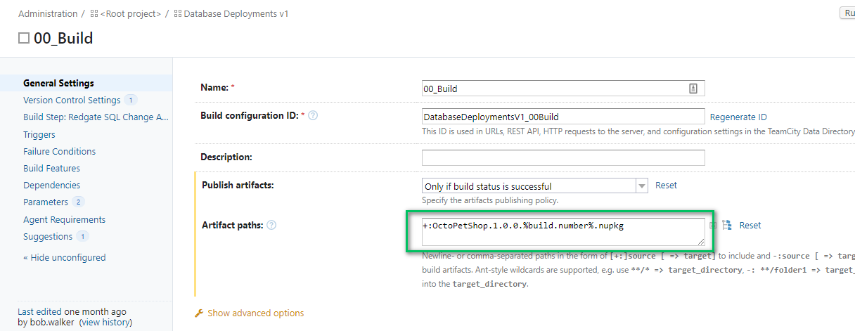 Automated database deployments v1 artifacts
