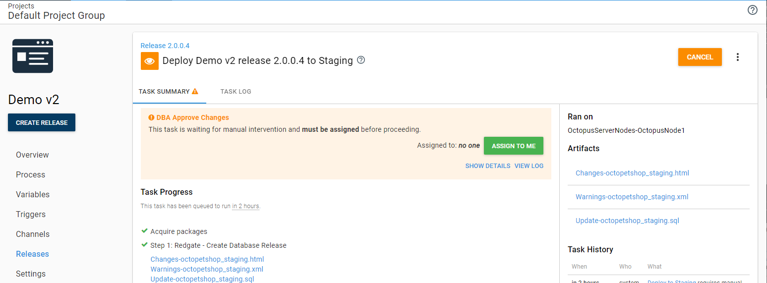 Automated database deployments v2 approve release