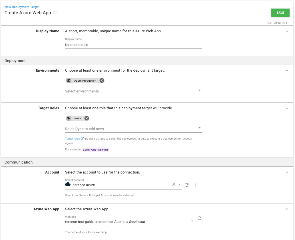 Azure Web App Settings