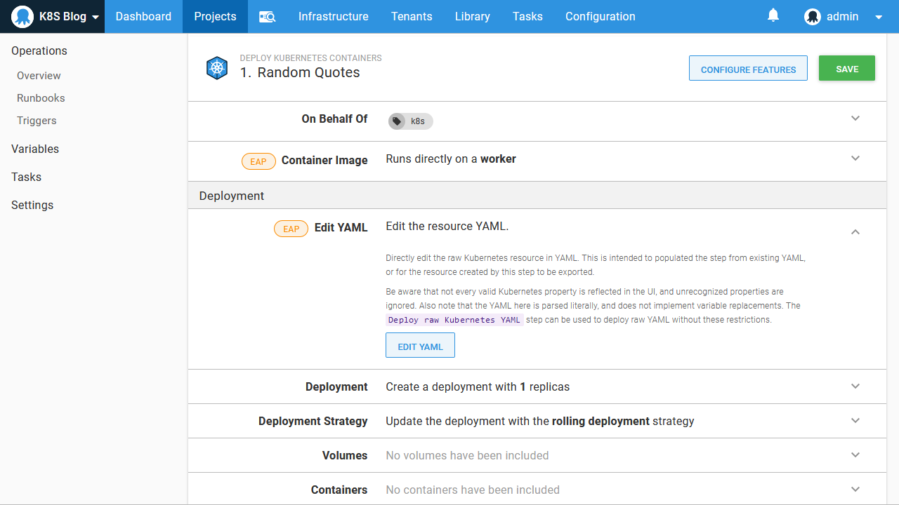 Deployment edit yaml