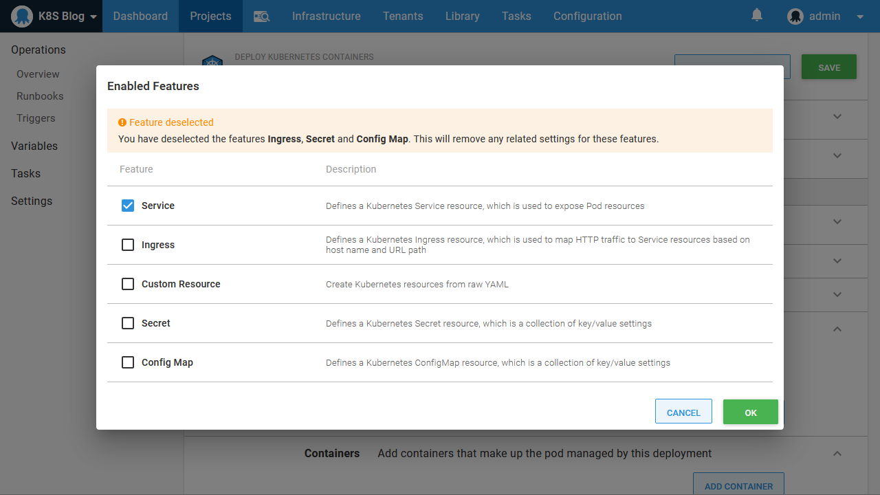 Disable features