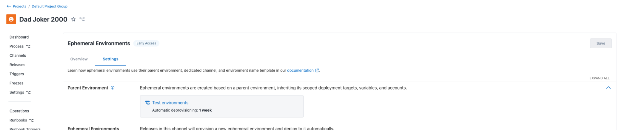 Configure your parent environment