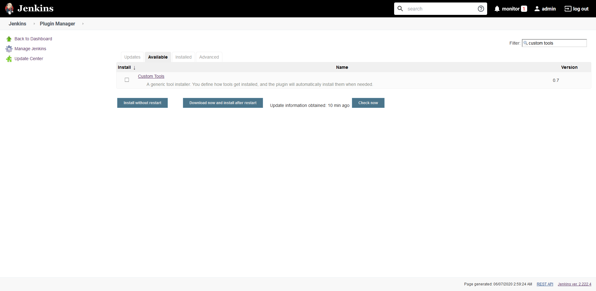 Install the custom tools plugin
