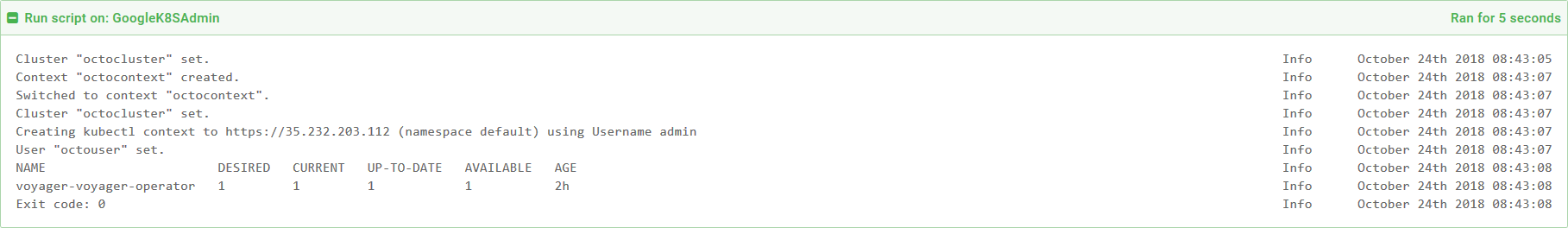 Script console result