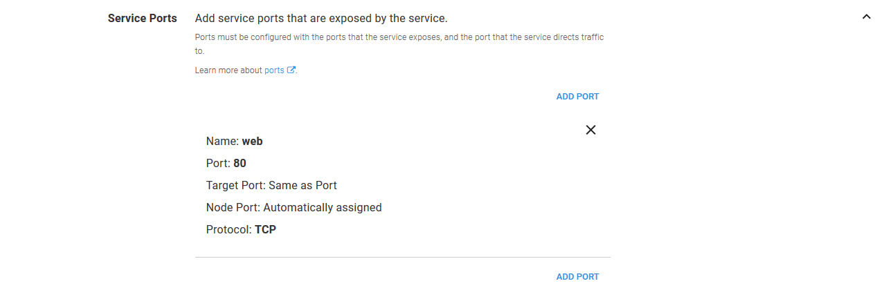 Service port summary