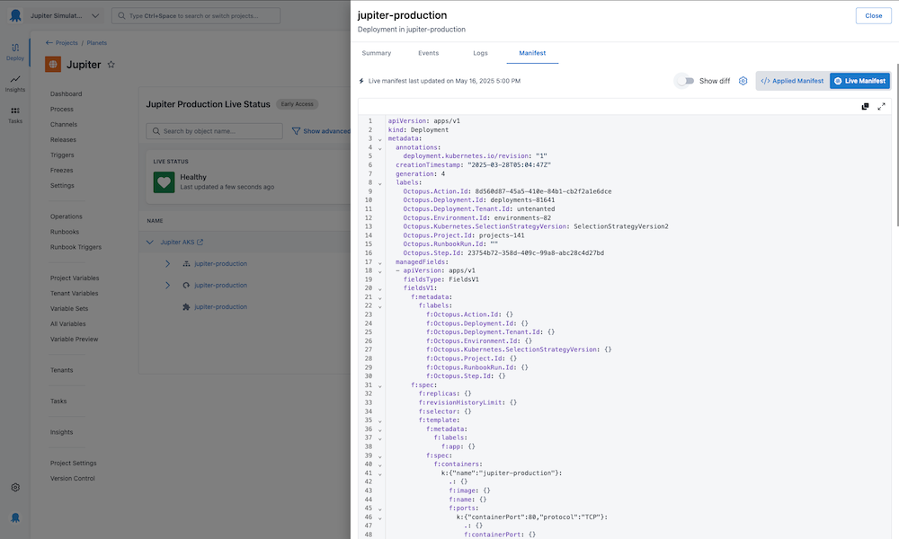 Kubernetes resource manifest