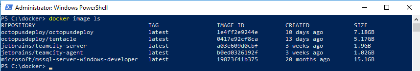 Windows docker images