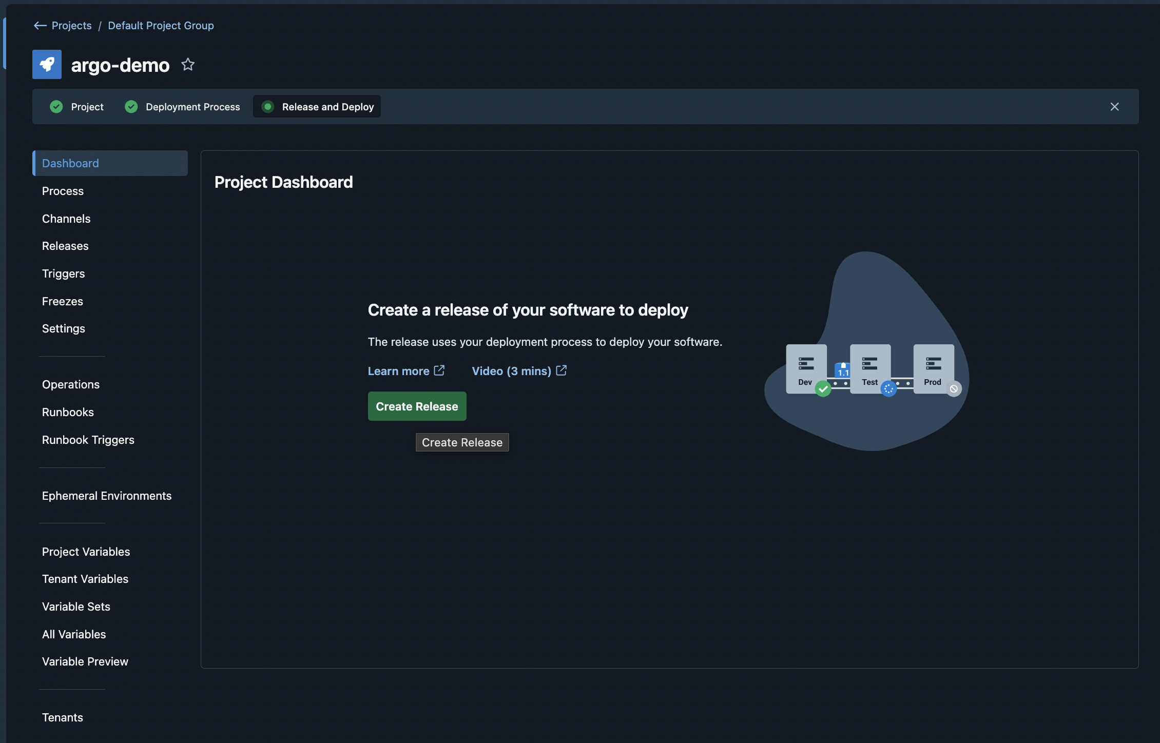 The project dashboard