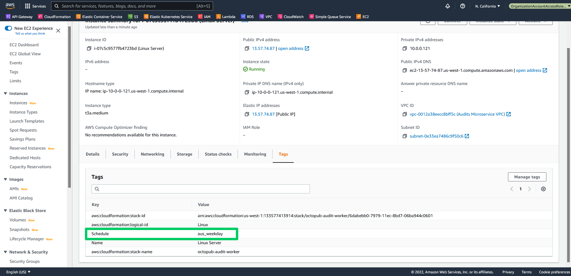 Tagged EC2 instance