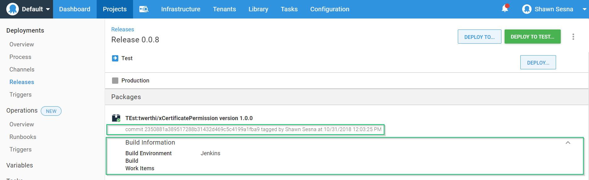 Octopus release build information