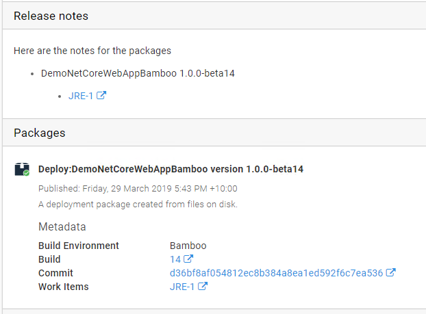 Release metadata