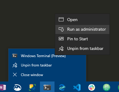 Run as administrator