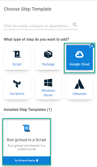 Octopus add gcloud script