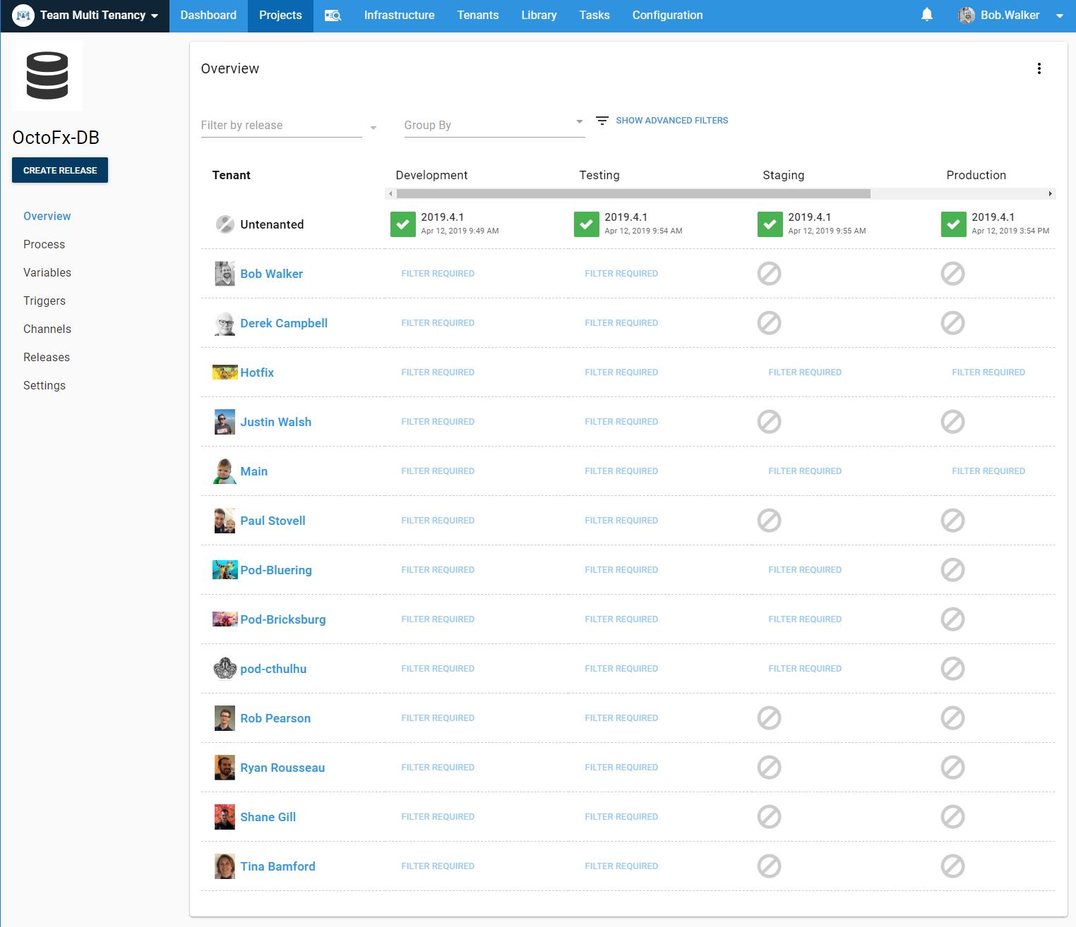 Databasedeployments with tenants