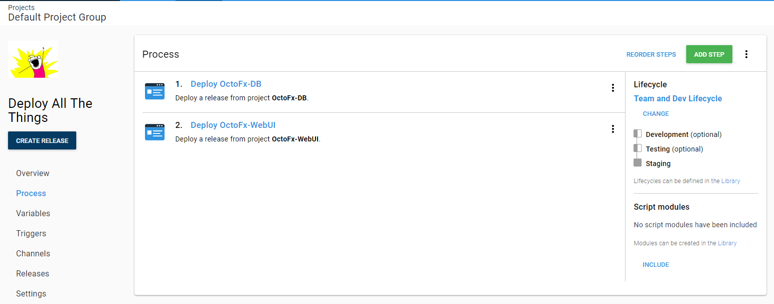 Deploy all the things process