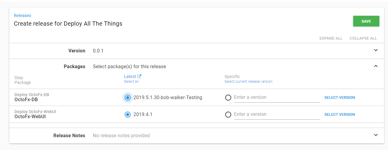 Deploy all the things select release