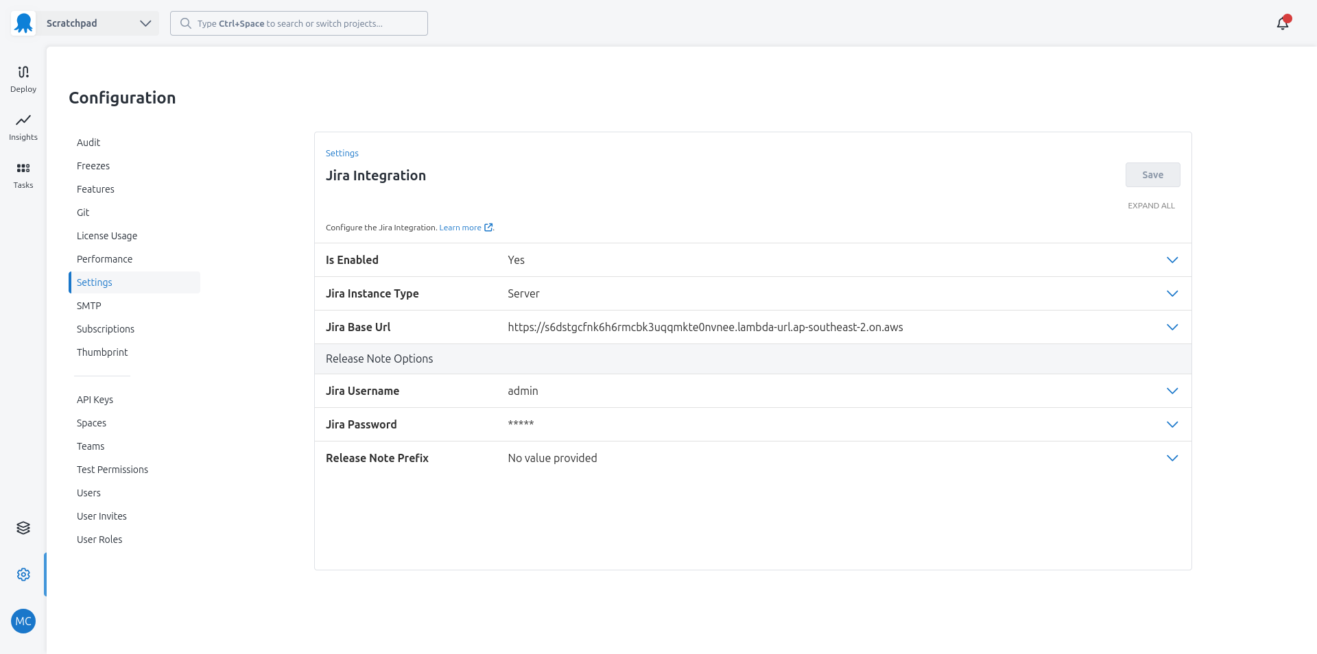 Jira Settings