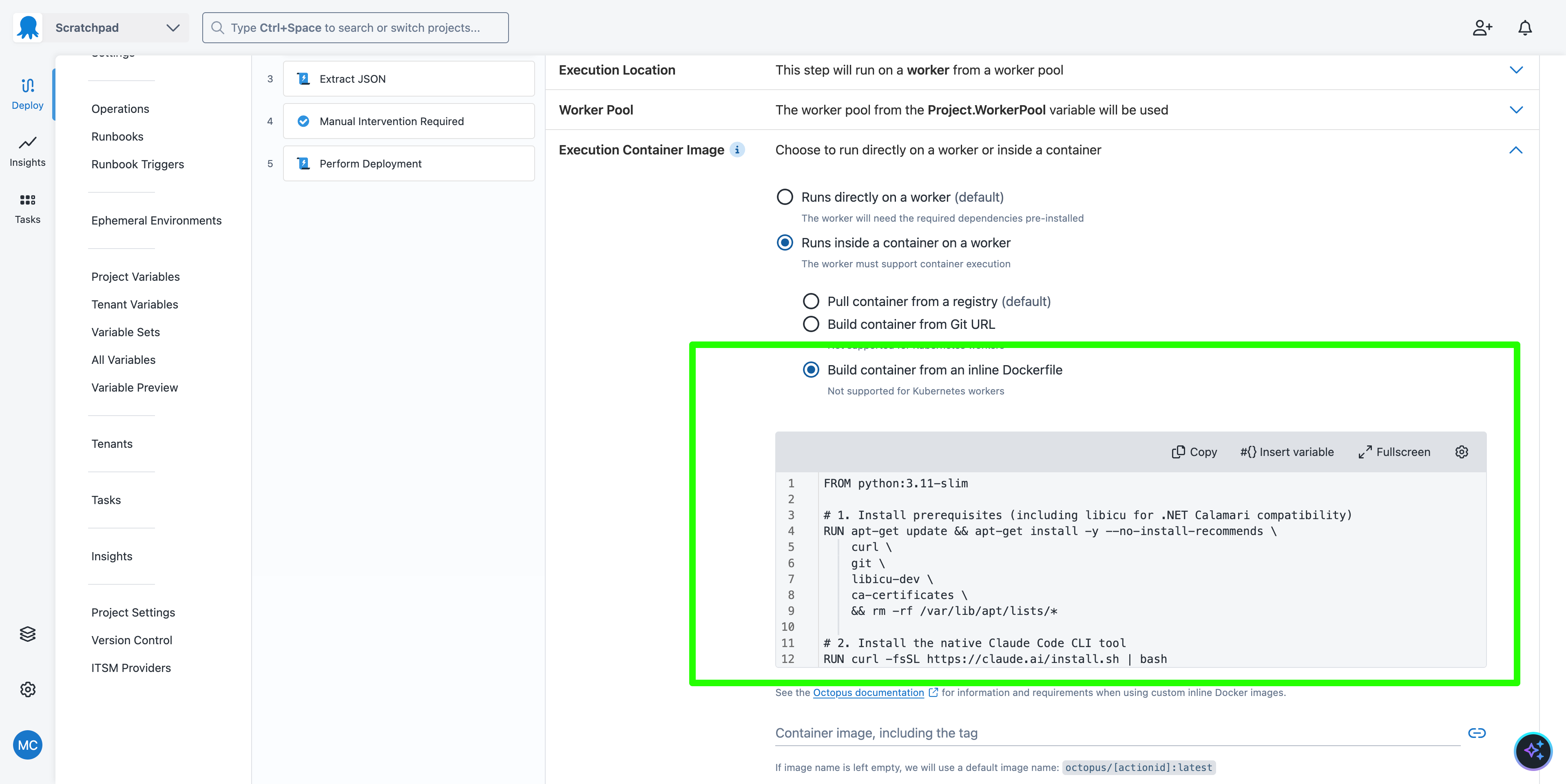 Inline Docker file