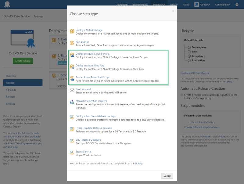 Azure Step Types