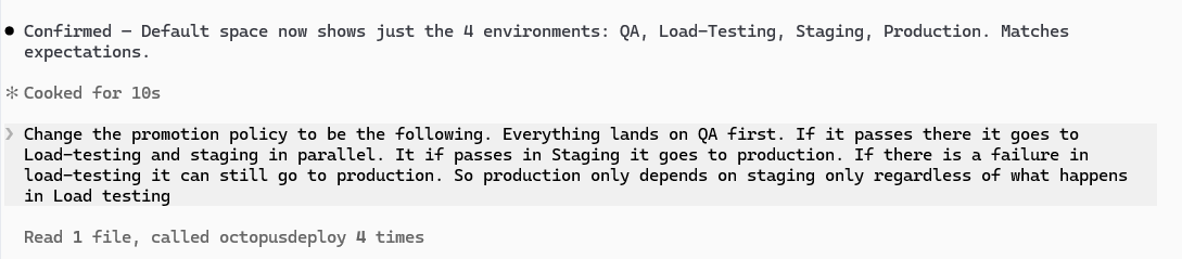 Describing the full deployment lifecycle to the AI agent in natural language