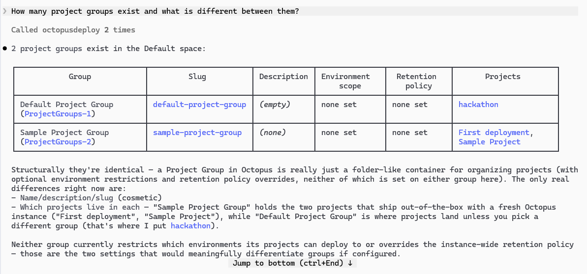 Asking a simple question with the MCP Server