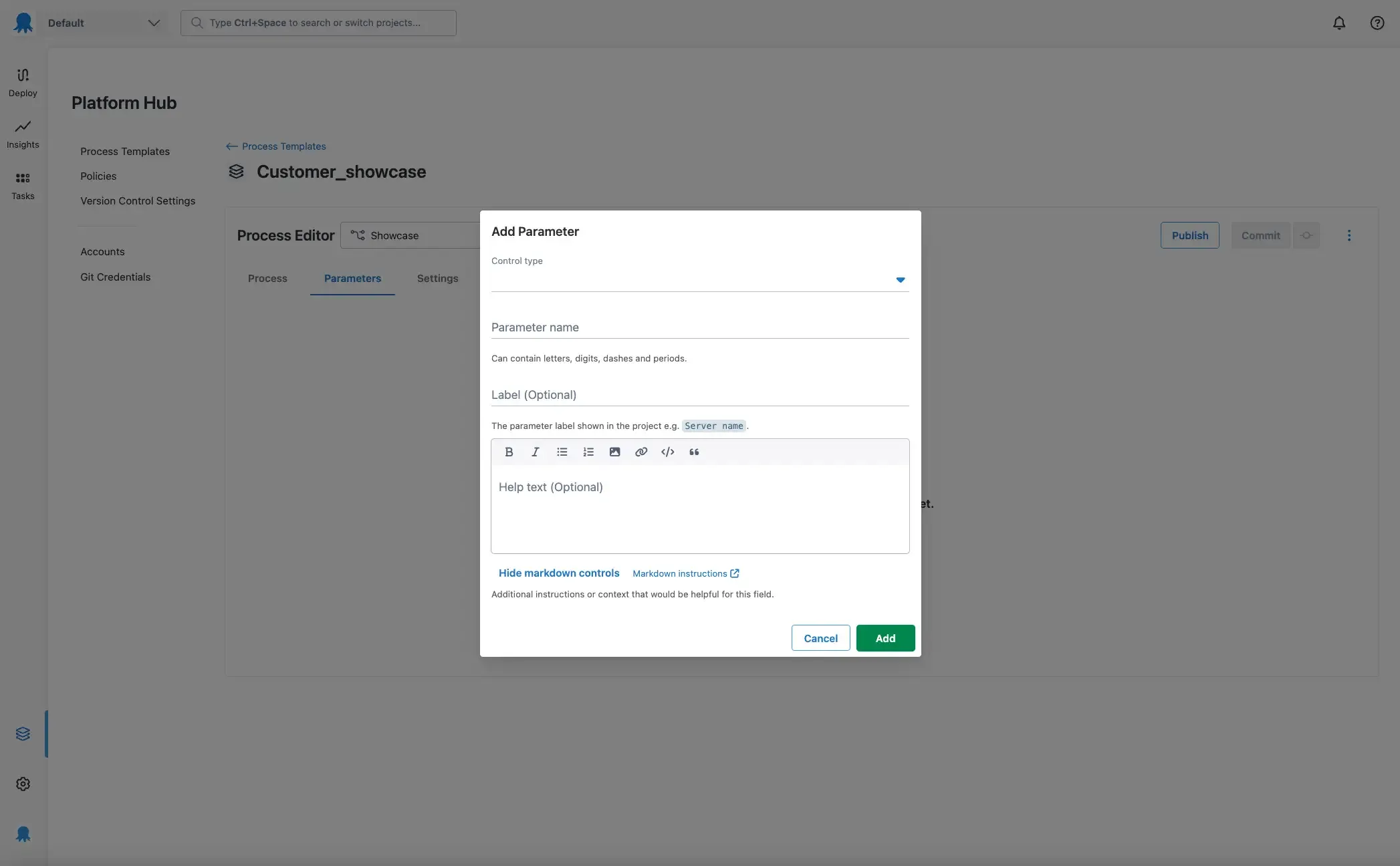 Add step to Process template