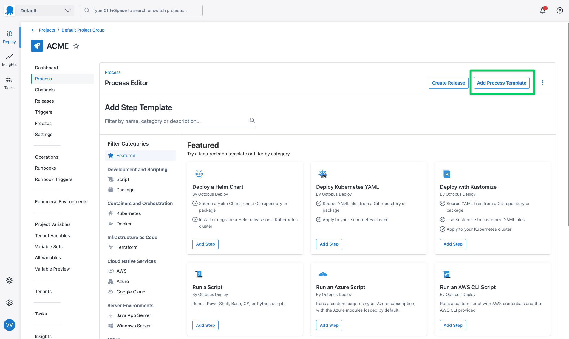 Add step to Process template