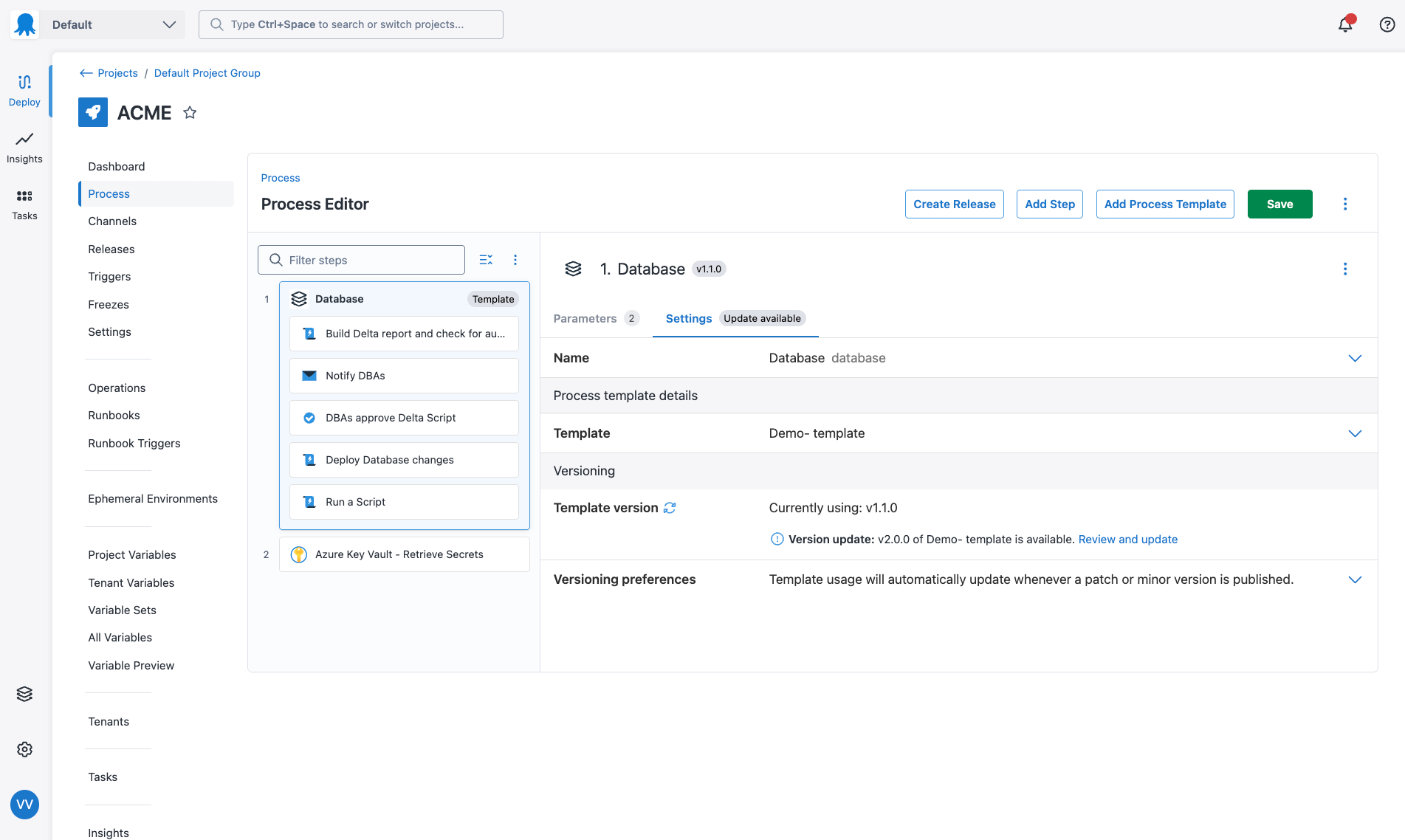 Add step to Process template
