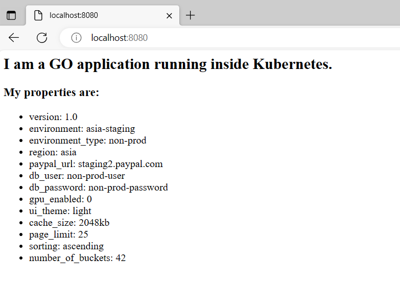 Example application with properties