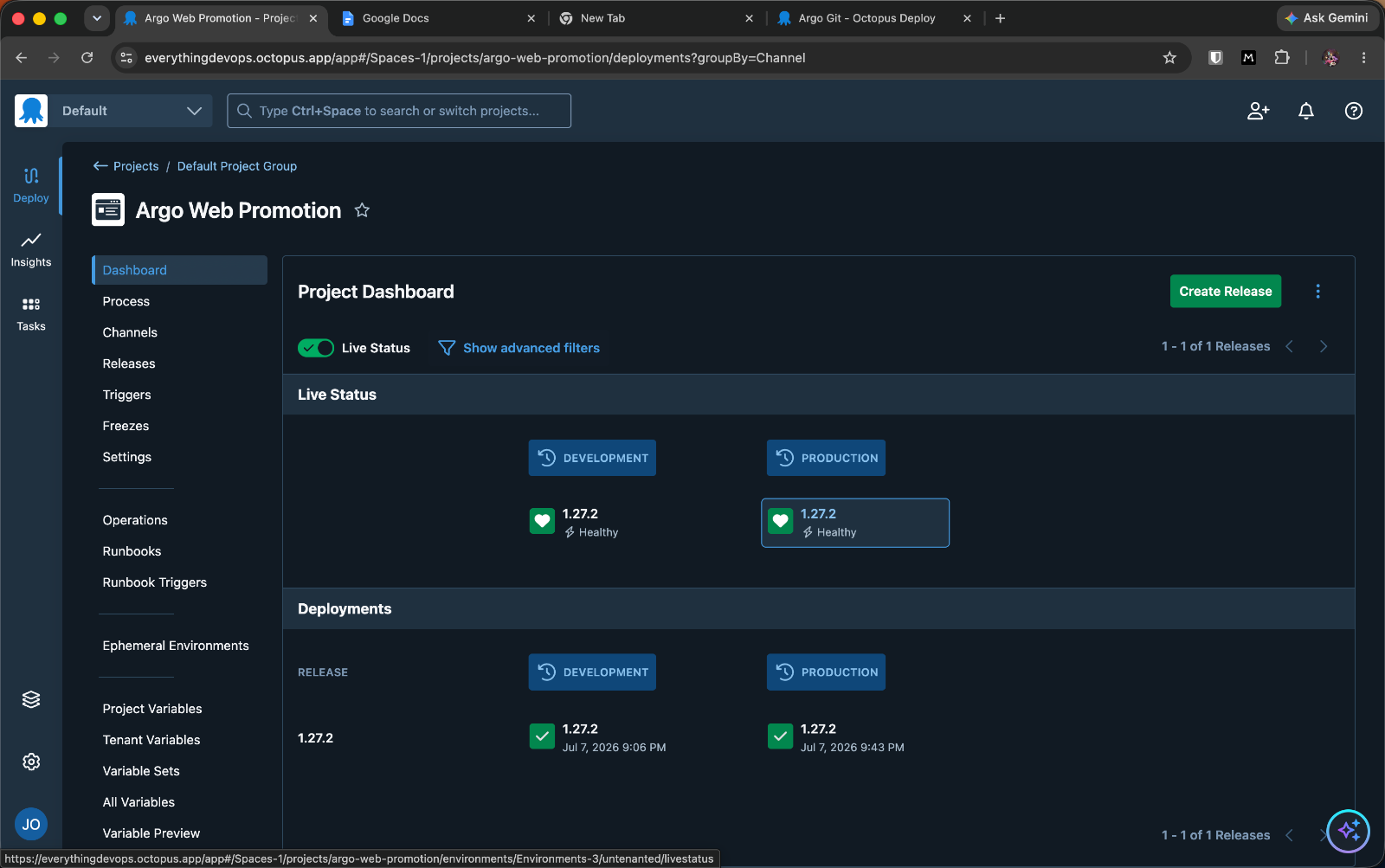 Project dashboard