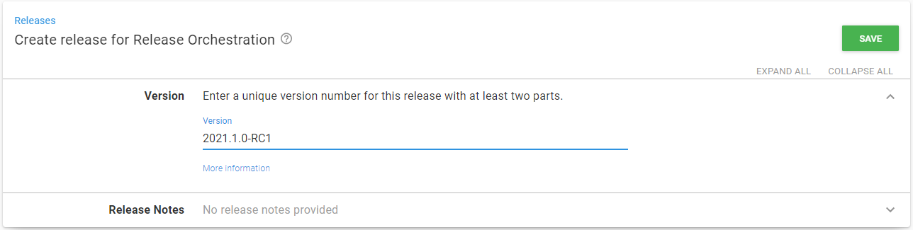 Release orchestration create release